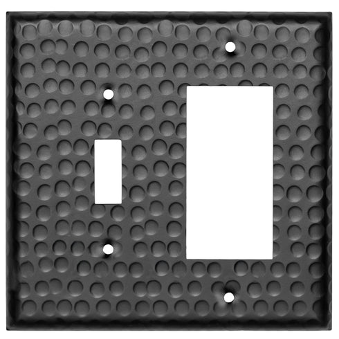 Hand Hammered Combo Toggle / Rocker Light Switch Wall Plate - Black